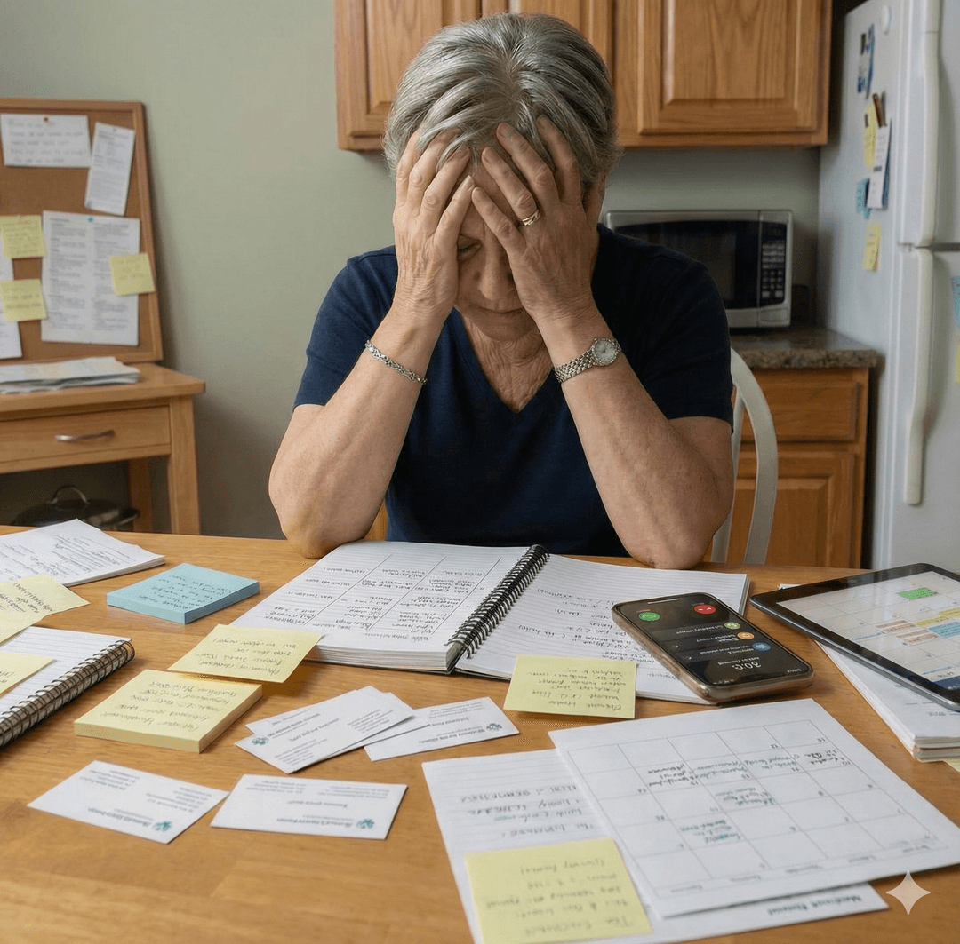 Parent giving instructions to caregiver